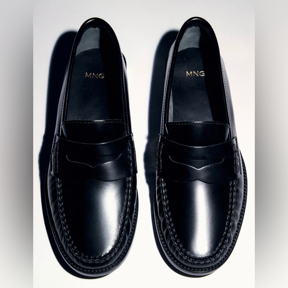 Mango Classic Black Leather Loafers